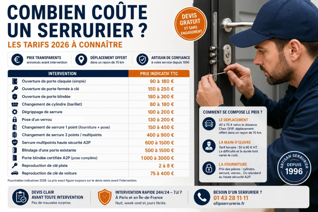 Combien coûte un serrurier